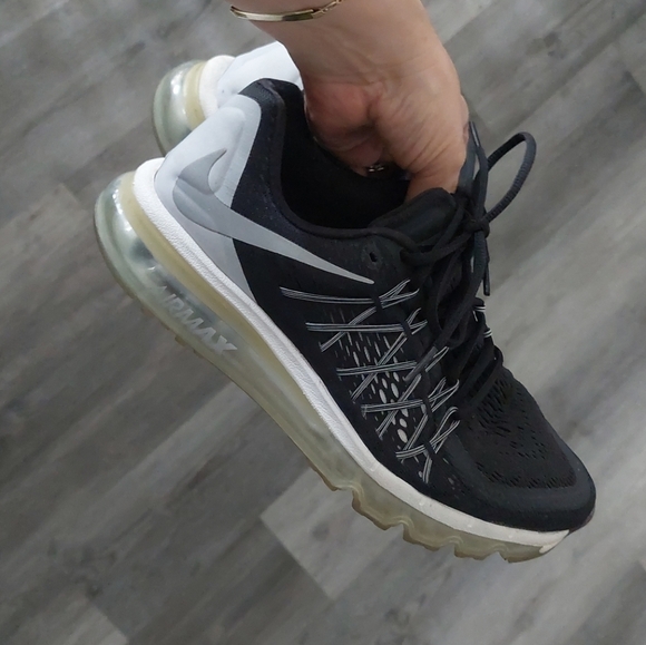 Nike Air Max Black Mesh Lace Up Running Training Sneakers Shoes - Picture 2 of 9